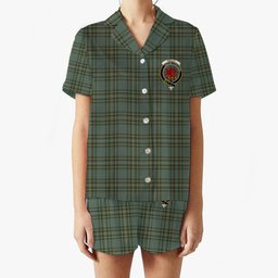 ScotsTee Shop Scottish Kelly Dress Crest Women's Short Sleeve Short Set Tartan Pyjama Set