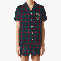 ScotsTee Shop Scottish Jardine Dress Modern Crest Women's Short Sleeve Short Set Tartan Pyjama Set