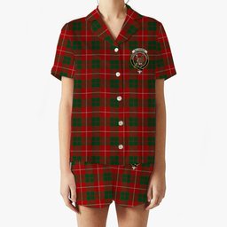ScotsTee Shop Scottish MacKinnon 1930 Crest Women's Short Sleeve Short Set Tartan Pyjama Set