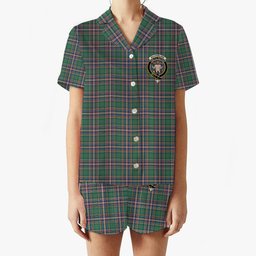 ScotsTee Shop Scottish MacFarlane Hunting Ancient Crest Women's Short Sleeve Short Set Tartan Pyjama Set