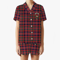 ScotsTee Shop Scottish MacDonald of Boisdale Modern Crest Women's Short Sleeve Short Set Tartan Pyjama Set