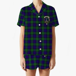 ScotsTee Shop Scottish MacKinlay Modern Crest Women's Short Sleeve Short Set Tartan Pyjama Set