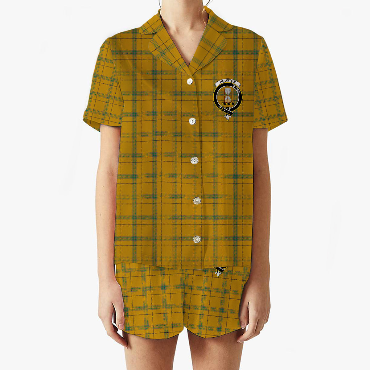 ScotsTee Shop Scottish Houston Ancient Crest Women's Short Sleeve Short Set Tartan Pyjama Set