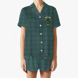 ScotsTee Shop Scottish Irvine of Drum Crest Women's Short Sleeve Short Set Tartan Pyjama Set