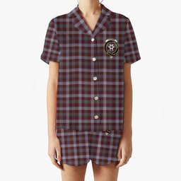 ScotsTee Shop Scottish Jardine of Castlemilk Modern Crest Women's Short Sleeve Short Set Tartan Pyjama Set