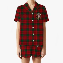 ScotsTee Shop Scottish Lindsay 3 Crest Women's Short Sleeve Short Set Tartan Pyjama Set