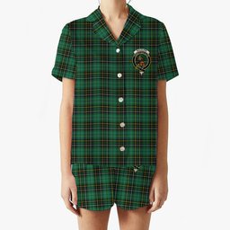 ScotsTee Shop Scottish MacAlpin Ancient Crest Women's Short Sleeve Short Set Tartan Pyjama Set