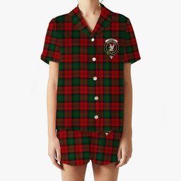 ScotsTee Shop Scottish Lindsay 2 Crest Women's Short Sleeve Short Set Tartan Pyjama Set