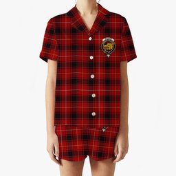ScotsTee Shop Scottish MacIvor Modern Crest Women's Short Sleeve Short Set Tartan Pyjama Set