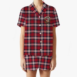 ScotsTee Shop Scottish MacDonald Dress Irish Modern Crest Women's Short Sleeve Short Set Tartan Pyjama Set
