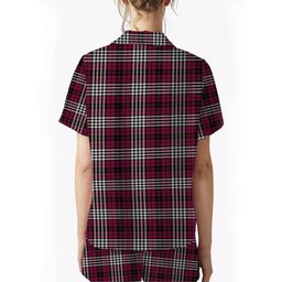 ScotsTee Shop Scottish Little of Morton Rigg Modern Crest Women's Short Sleeve Short Set Tartan Pyjama Set