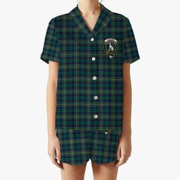 ScotsTee Shop Scottish Hunter of Hunterston Modern Crest Women's Short Sleeve Short Set Tartan Pyjama Set