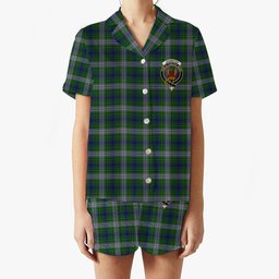 ScotsTee Shop Scottish Johnston Dress Dalgleish Crest Women's Short Sleeve Short Set Tartan Pyjama Set