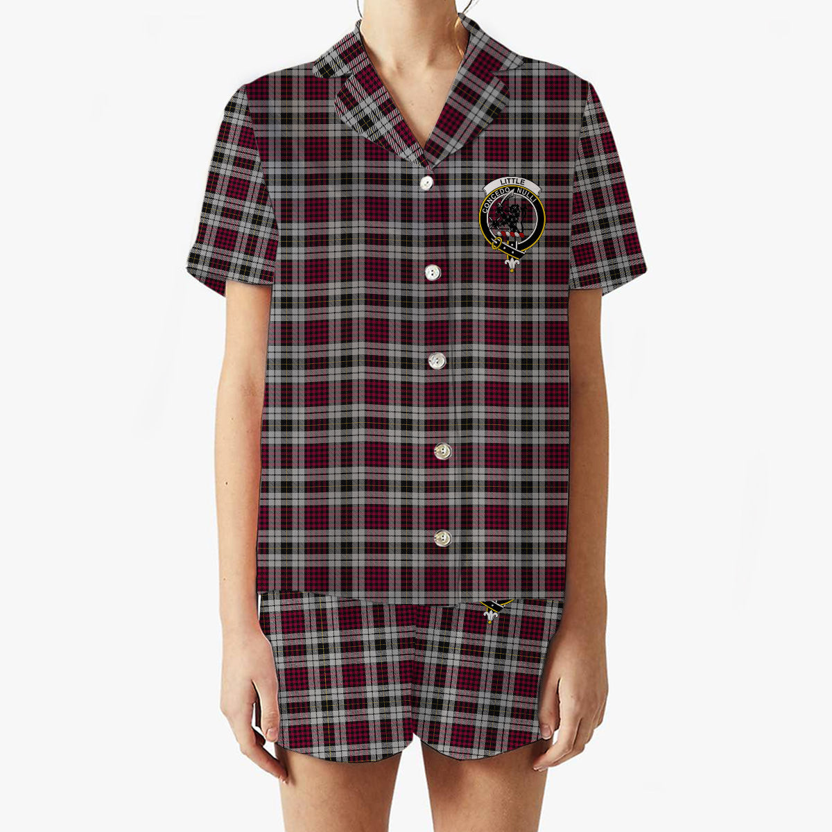 ScotsTee Shop Scottish Little Dress Crest Women's Short Sleeve Short Set Tartan Pyjama Set