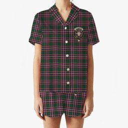 ScotsTee Shop Scottish MacFarlane Hunting Modern Crest Women's Short Sleeve Short Set Tartan Pyjama Set