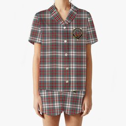 ScotsTee Shop Scottish MacBean Dress Modern Crest Women's Short Sleeve Short Set Tartan Pyjama Set