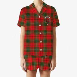 ScotsTee Shop Scottish MacAuley Modern Crest Women's Short Sleeve Short Set Tartan Pyjama Set