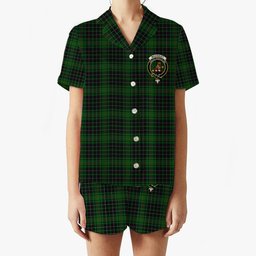 ScotsTee Shop Scottish MacAuley Hunting Crest Women's Short Sleeve Short Set Tartan Pyjama Set