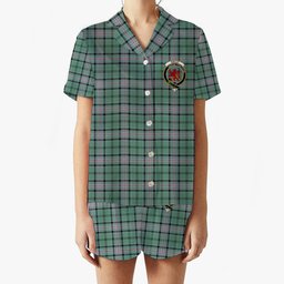 ScotsTee Shop Scottish Kelly of Sleat Hunting Ancient Crest Women's Short Sleeve Short Set Tartan Pyjama Set
