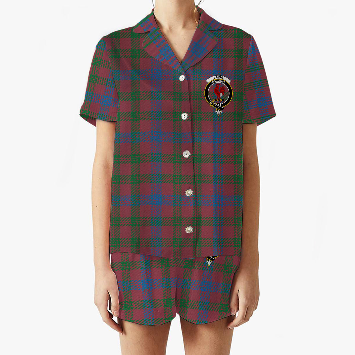 ScotsTee Shop Scottish Laing Artefact Ancient Crest Women's Short Sleeve Short Set Tartan Pyjama Set