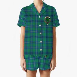 ScotsTee Shop Scottish Irvine Ancient Crest Women's Short Sleeve Short Set Tartan Pyjama Set