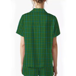 ScotsTee Shop Scottish Kennedy Irish Ancient Crest Women's Short Sleeve Short Set Tartan Pyjama Set