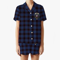 ScotsTee Shop Scottish Hume Vestiarium Scoticum Crest Women's Short Sleeve Short Set Tartan Pyjama Set