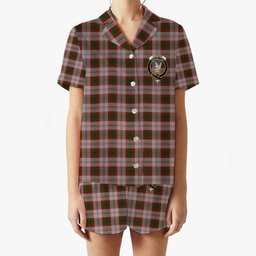 ScotsTee Shop Scottish Lindsay Dress Red Crest Women's Short Sleeve Short Set Tartan Pyjama Set