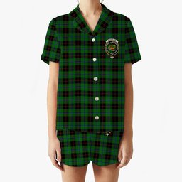 ScotsTee Shop Scottish Douglas Black Crest Women's Short Sleeve Short Set Tartan Pyjama Set