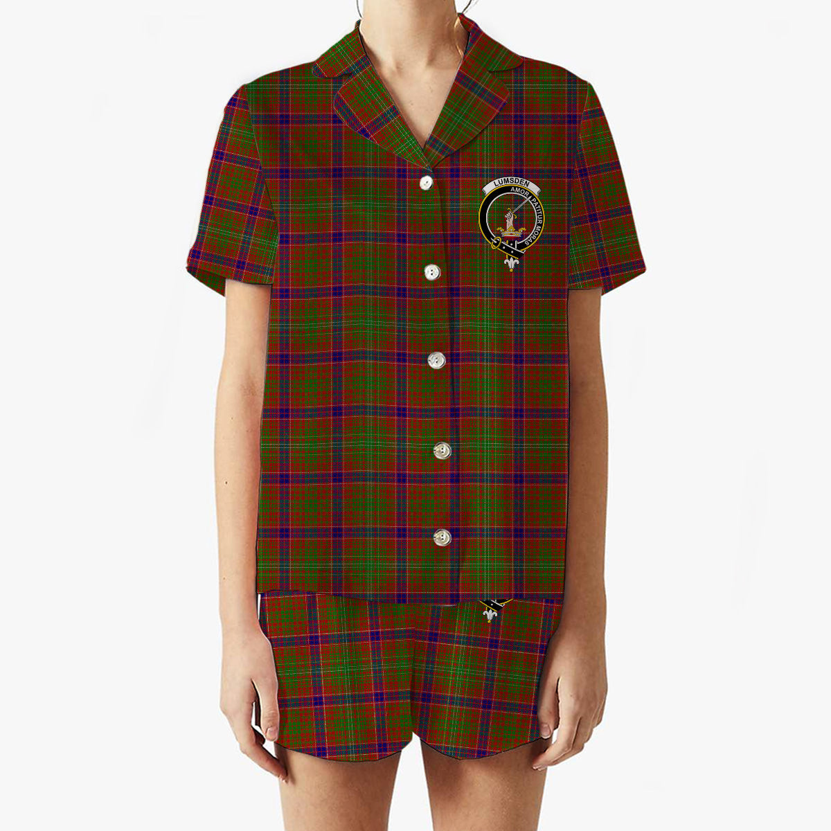 ScotsTee Shop Scottish Lumsden Crest Women's Short Sleeve Short Set Tartan Pyjama Set