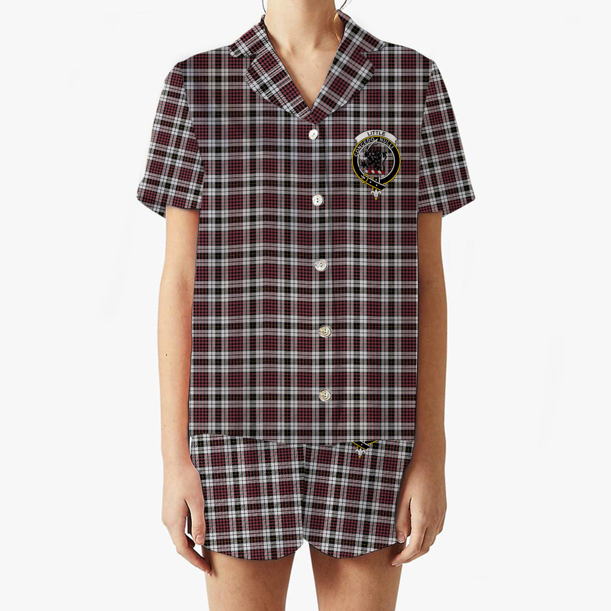 ScotsTee Shop Scottish Little Dress Ancient Crest Women's Short Sleeve Short Set Tartan Pyjama Set