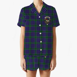 ScotsTee Shop Scottish MacDonald Lord of the Isles Hunting 2 Crest Women's Short Sleeve Short Set Tartan Pyjama Set