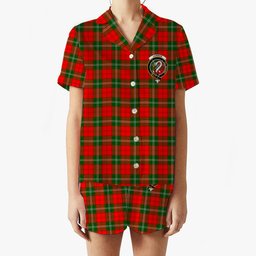 ScotsTee Shop Scottish Lennox Modern Crest Women's Short Sleeve Short Set Tartan Pyjama Set