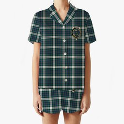 ScotsTee Shop Scottish MacInnes Dress Modern Crest Women's Short Sleeve Short Set Tartan Pyjama Set