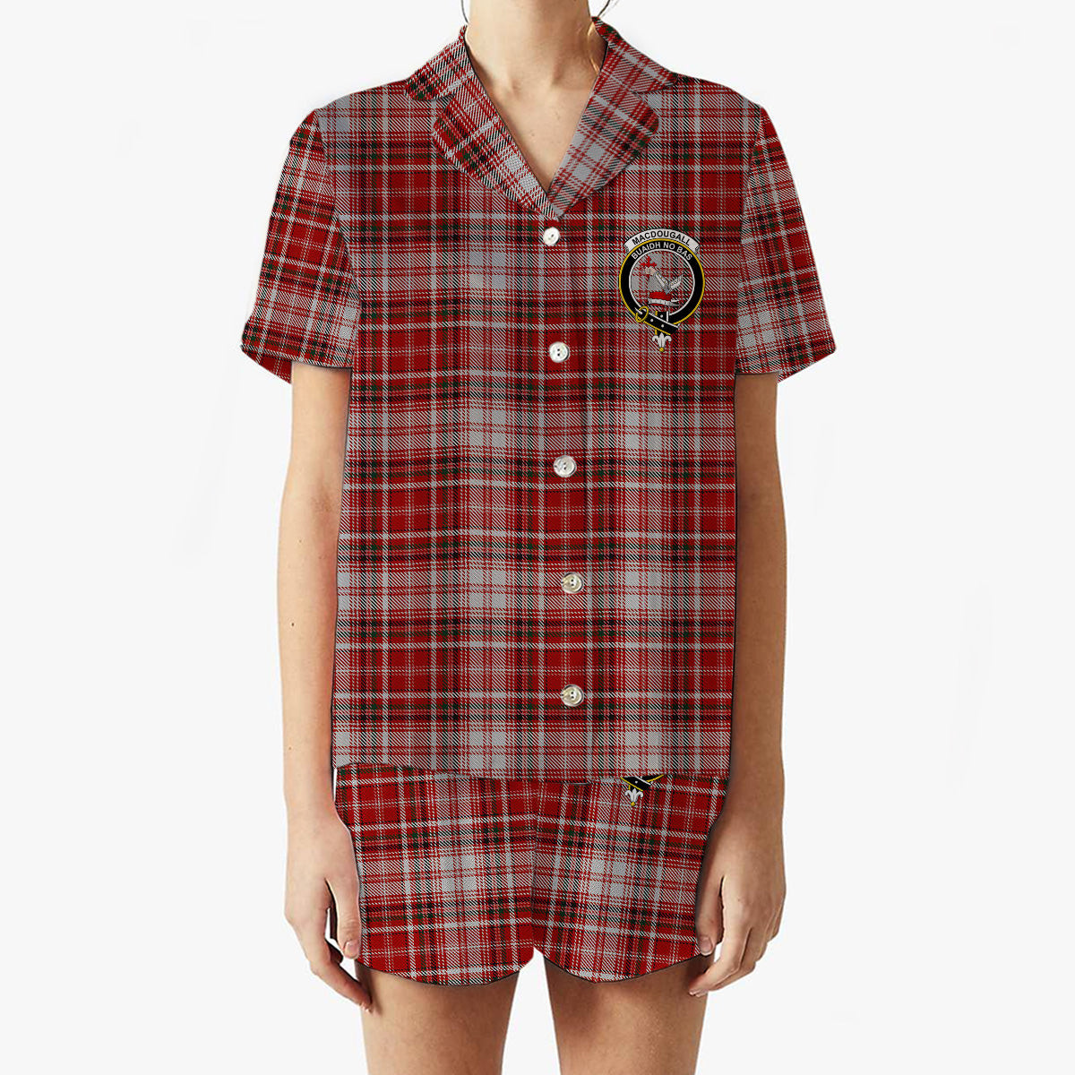 ScotsTee Shop Scottish MacDougall Dress Crest Women's Short Sleeve Short Set Tartan Pyjama Set