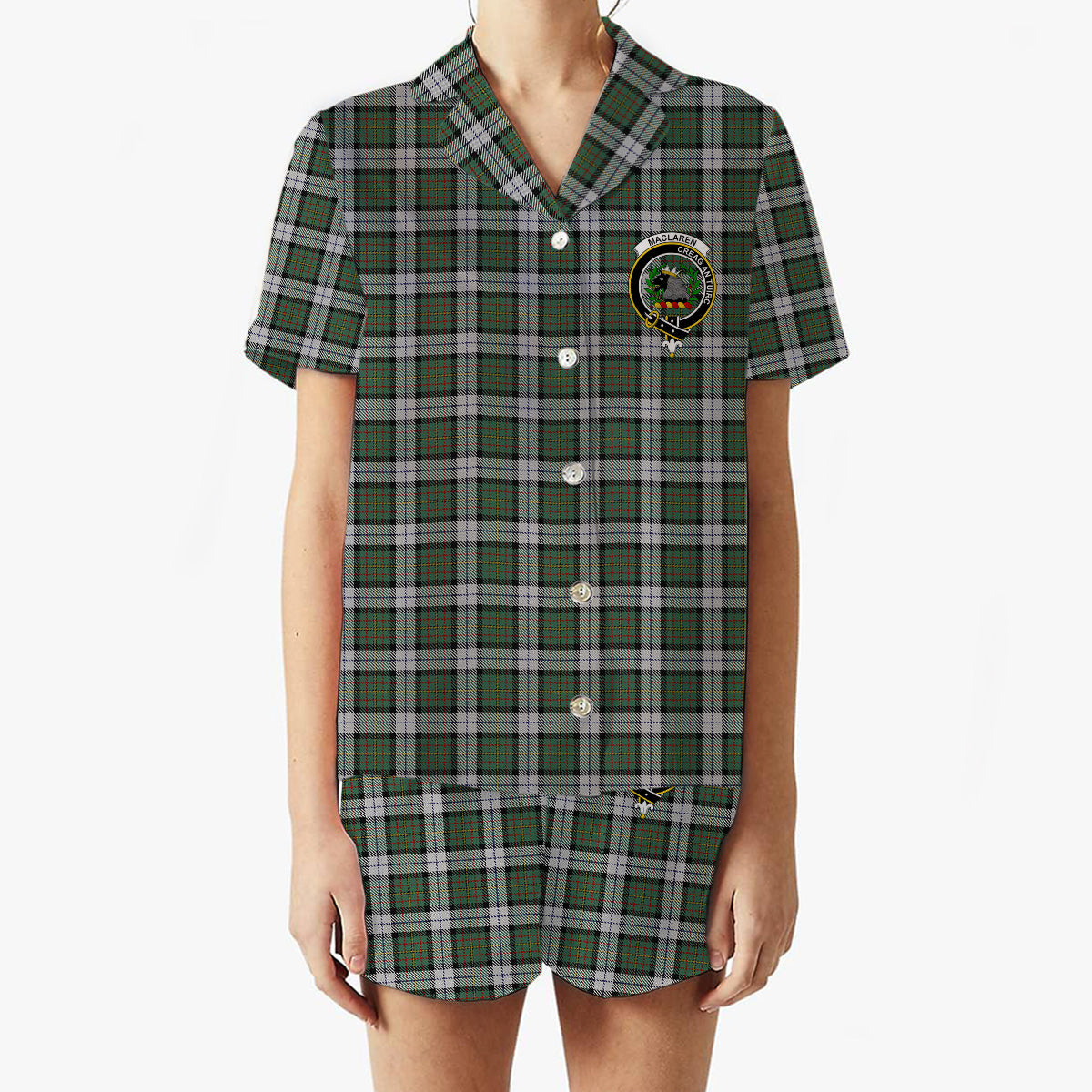 ScotsTee Shop Scottish MacLaren Dress Crest Women's Short Sleeve Short Set Tartan Pyjama Set