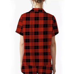 ScotsTee Shop Scottish MacLeod Black and Red Ancient Crest Women's Short Sleeve Short Set Tartan Pyjama Set