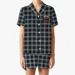 ScotsTee Shop Scottish MacLeod of California Crest Women's Short Sleeve Short Set Tartan Pyjama Set