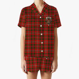 ScotsTee Shop Scottish MacKinnon Modern Crest Women's Short Sleeve Short Set Tartan Pyjama Set