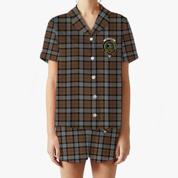 ScotsTee Shop Scottish MacLaren Weathered Crest Women's Short Sleeve Short Set Tartan Pyjama Set