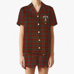 ScotsTee Shop Scottish MacLean of Duart Crest Women's Short Sleeve Short Set Tartan Pyjama Set