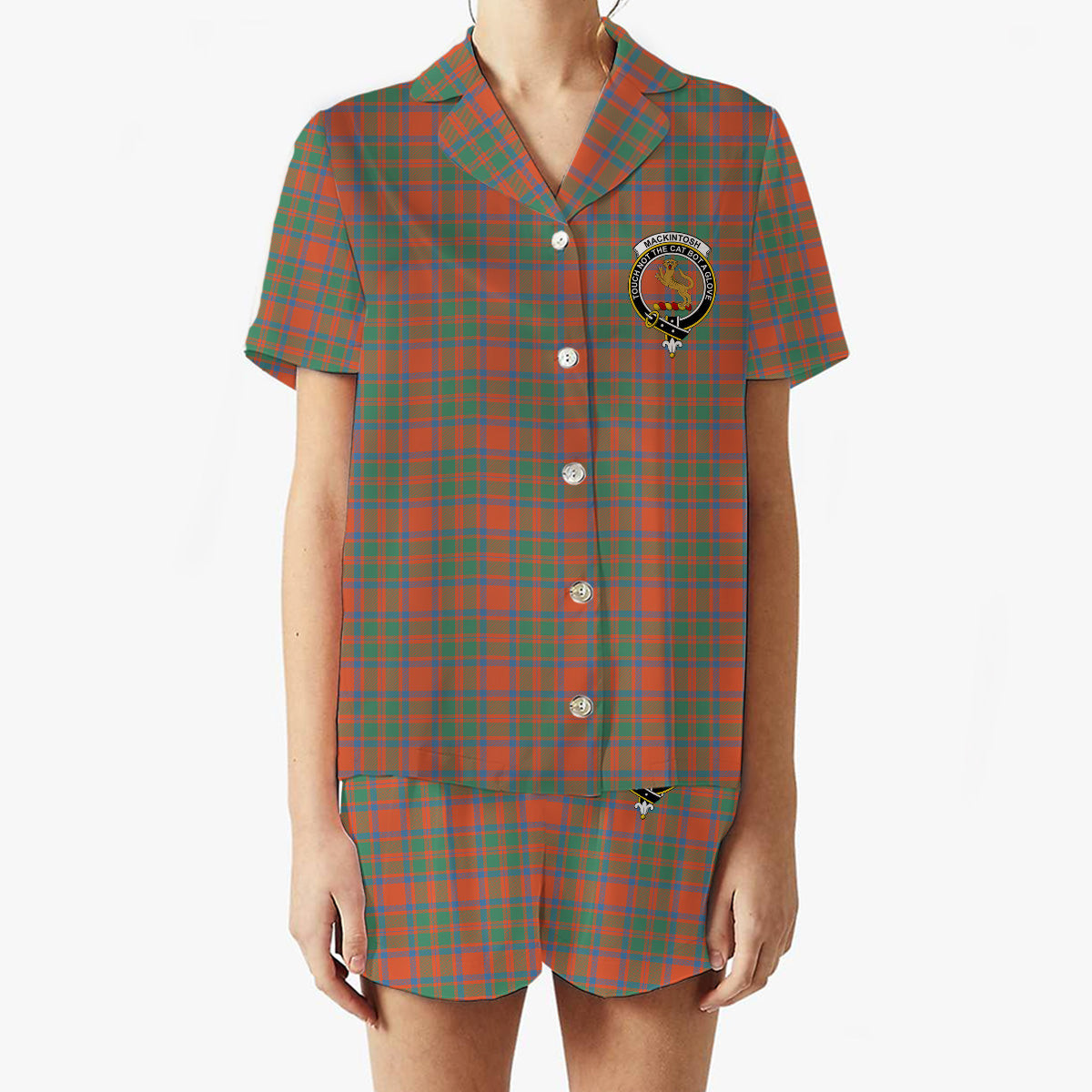 ScotsTee Shop Scottish MacKintosh Ancient Crest Women's Short Sleeve Short Set Tartan Pyjama Set