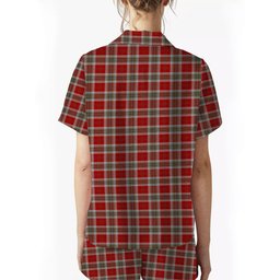 ScotsTee Shop Scottish MacLean of Duart Dress Red Crest Women's Short Sleeve Short Set Tartan Pyjama Set
