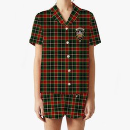 ScotsTee Shop Scottish MacLachlan 3 Crest Women's Short Sleeve Short Set Tartan Pyjama Set