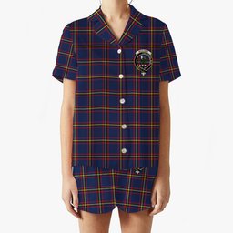 ScotsTee Shop Scottish MacLaine of Lochbuie Hunting Modern Crest Women's Short Sleeve Short Set Tartan Pyjama Set