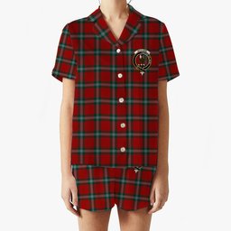 ScotsTee Shop Scottish MacLaine of Lochbuie Coburn Crest Women's Short Sleeve Short Set Tartan Pyjama Set