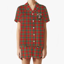 ScotsTee Shop Scottish MacLean of Duart Modern Crest Women's Short Sleeve Short Set Tartan Pyjama Set