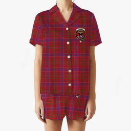 ScotsTee Shop Scottish MacLeod Red Modern Crest Women's Short Sleeve Short Set Tartan Pyjama Set