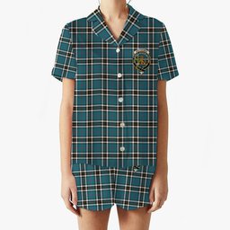 ScotsTee Shop Scottish MacThomas Blue Ancient Crest Women's Short Sleeve Short Set Tartan Pyjama Set