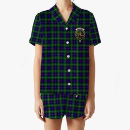 ScotsTee Shop Scottish MacThomas Modern Crest Women's Short Sleeve Short Set Tartan Pyjama Set